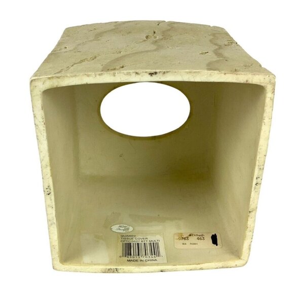 Faux Stone Tissue Box Cover Beige Square Handpainted Rustic Bathroom Decor - Picture 7 of 7